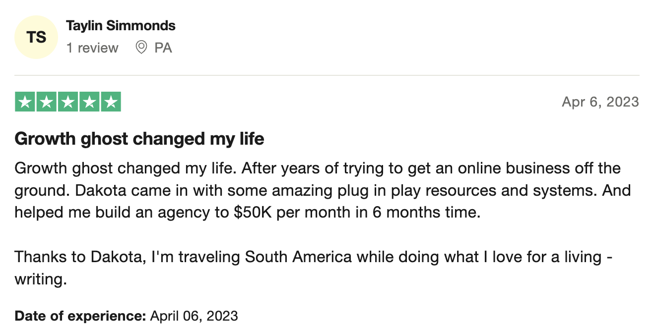 Taylin Simmonds — $50K month
